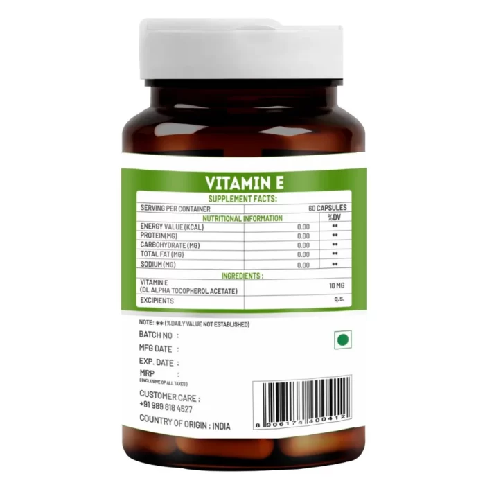 vitawin vitamin e capsules nutritional value